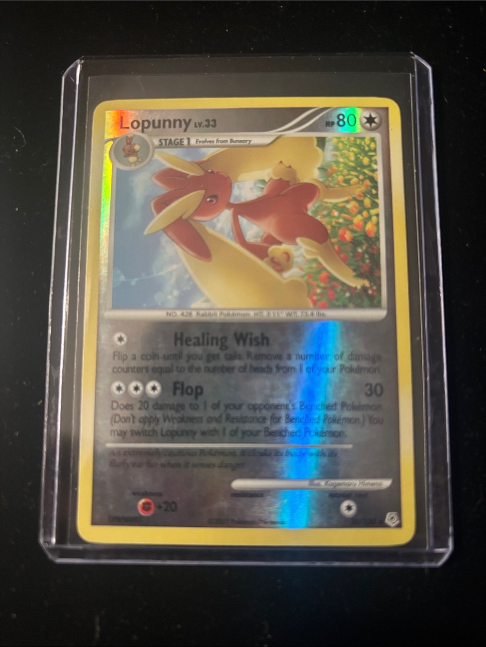 Diamond and Pearl Lopunny Pokémon Holo Card - Yellow & Pink Artwork